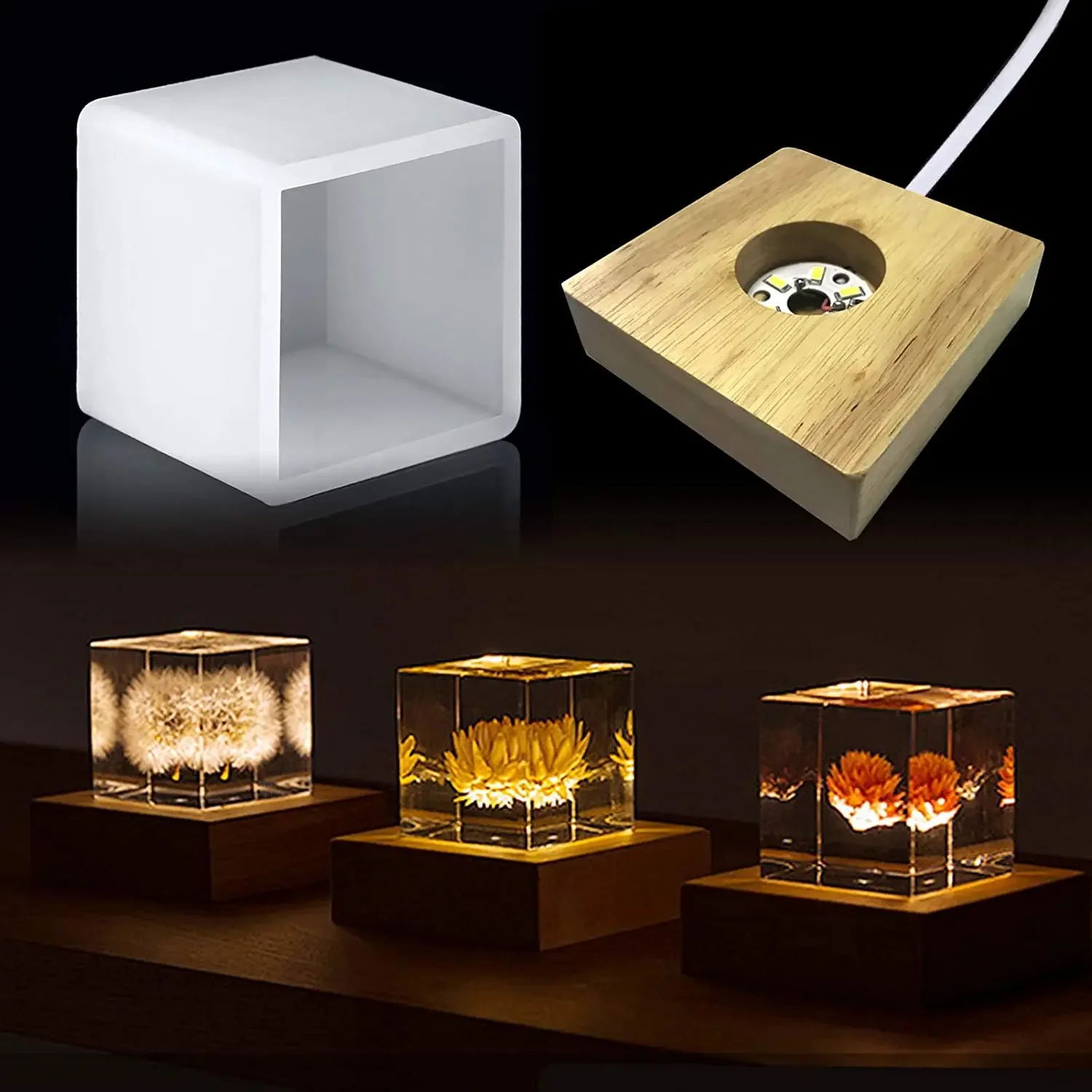 Square Light Resin Mold,led Si - đánh giá và giá Resin Art With Wood