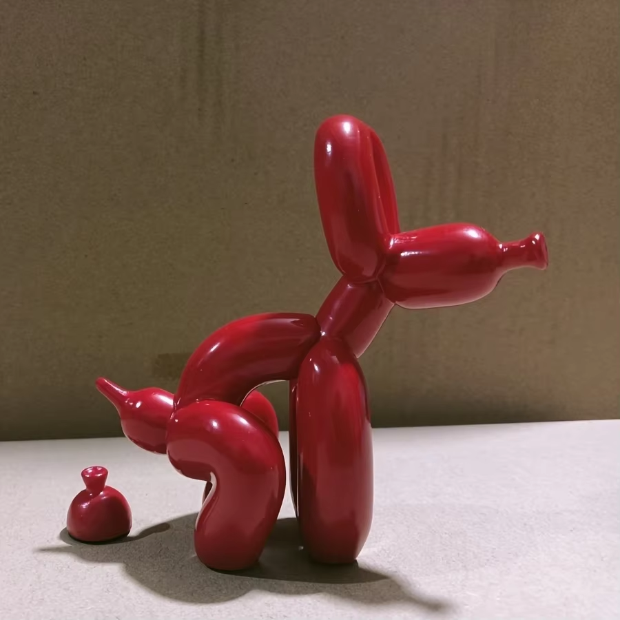 Modern Art Squat Balloon Dog A - đánh giá và giá Resin Art With Wood
