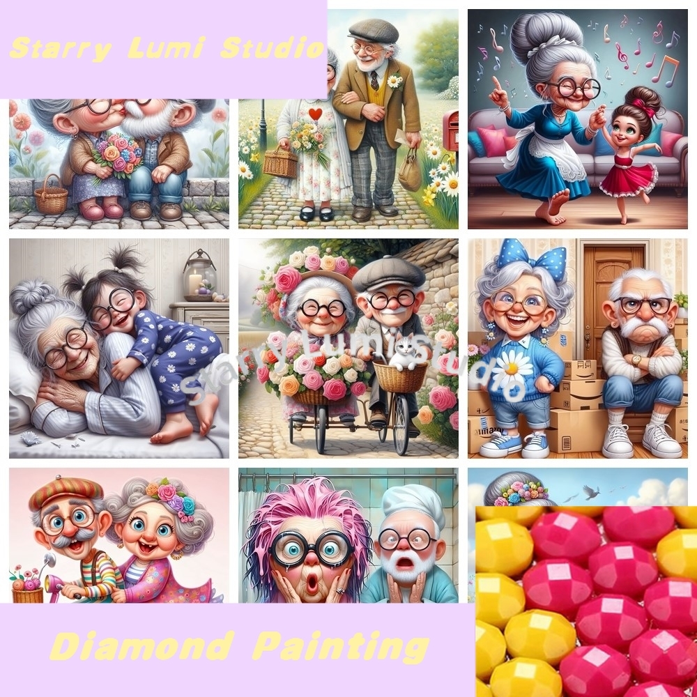 Cartoon Grandpa and Grandma 5D - đánh giá và giá Resin Art For Kids