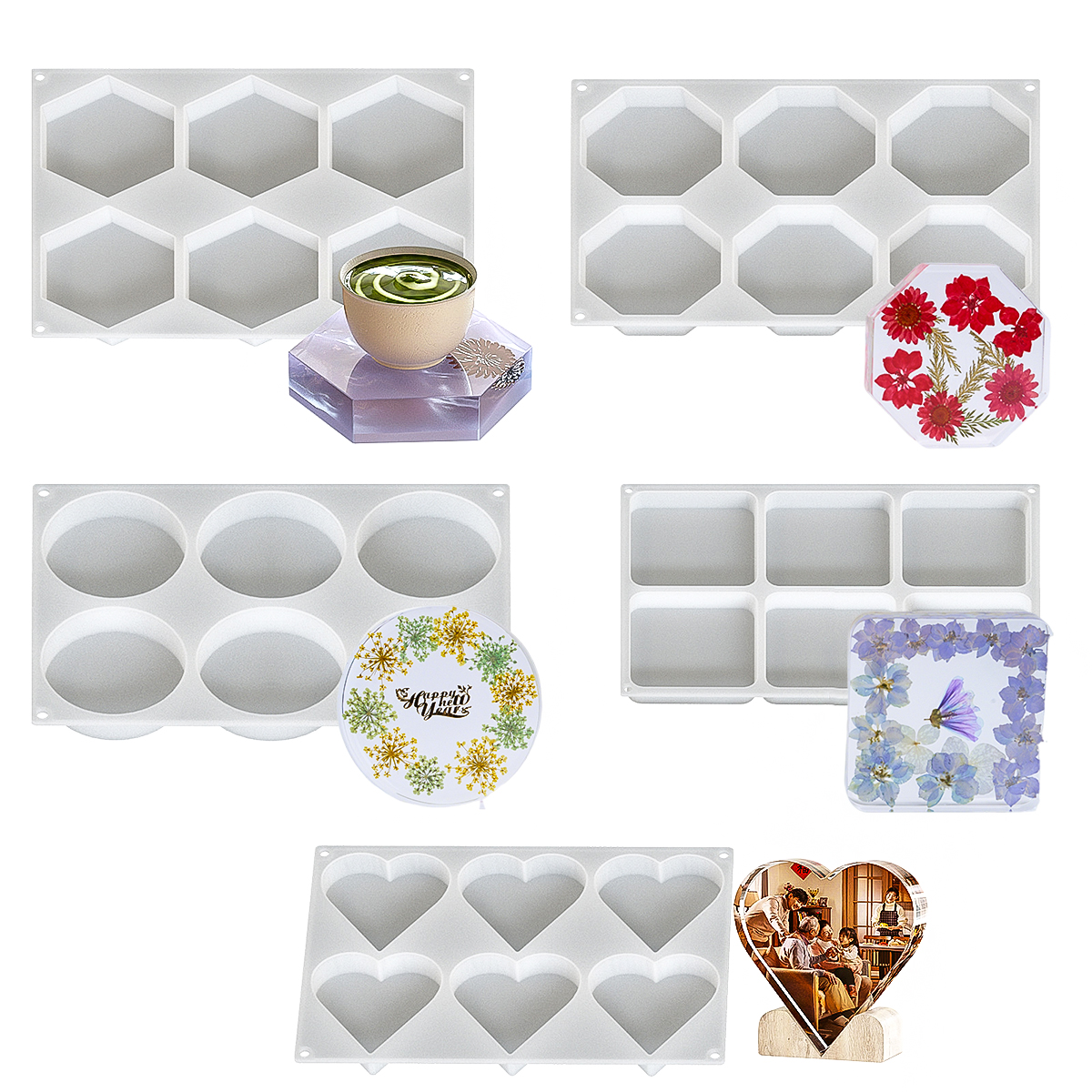 6 Holes Coaster Silicone Mold  - đánh giá và giá Resin Art Mould