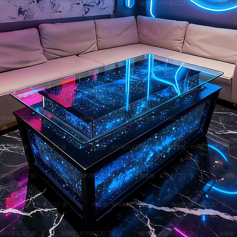 Luminous Tempered Glass Coffee - đánh giá và giá Resin Art Coffee Table