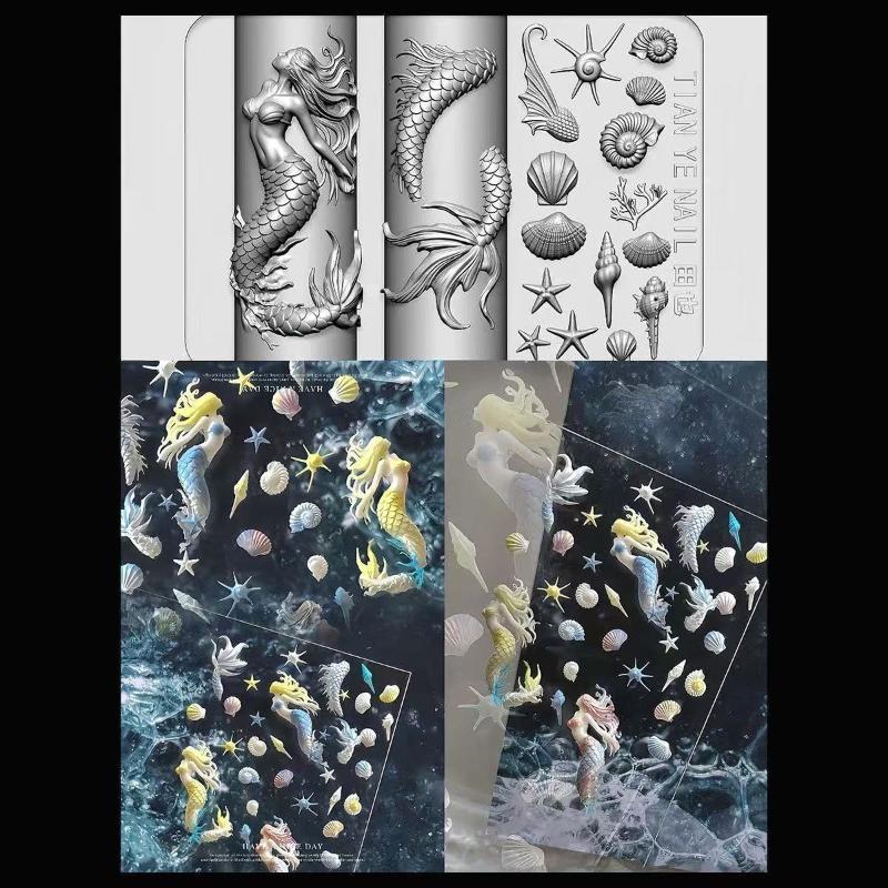 【xxx】Silicone Nail Ocean Merma - đánh giá và giá Resin Art Template