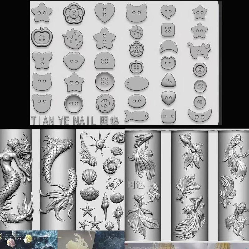 【xxx】Silicone Nail Ocean Merma - đánh giá và giá Resin Art Template