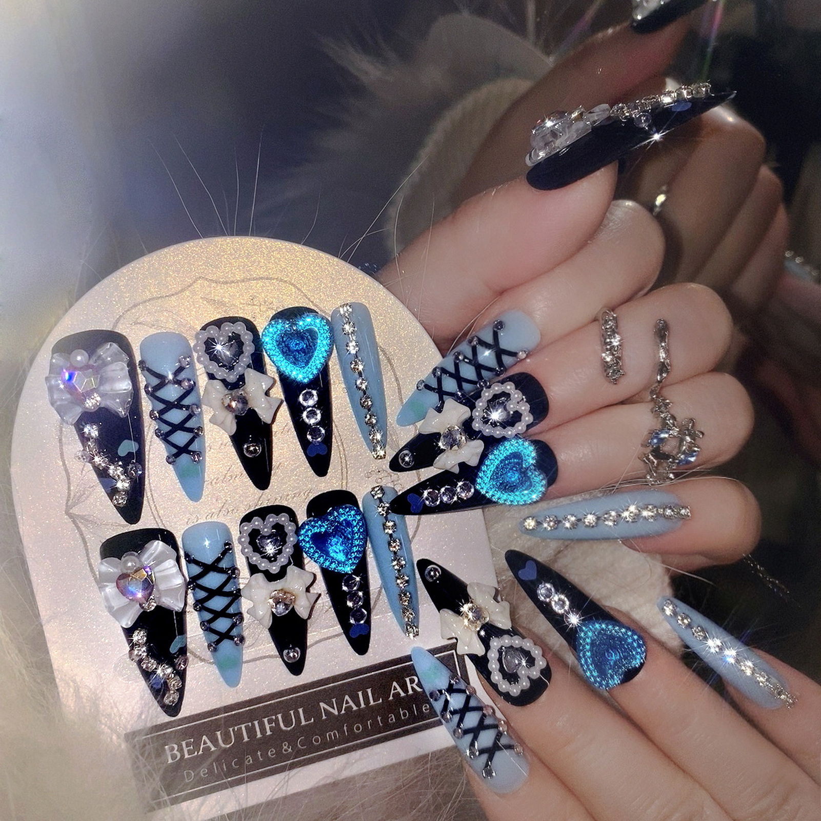 24pcs 3D Bow Decor False Nails - đánh giá và giá Resin Art Glitter