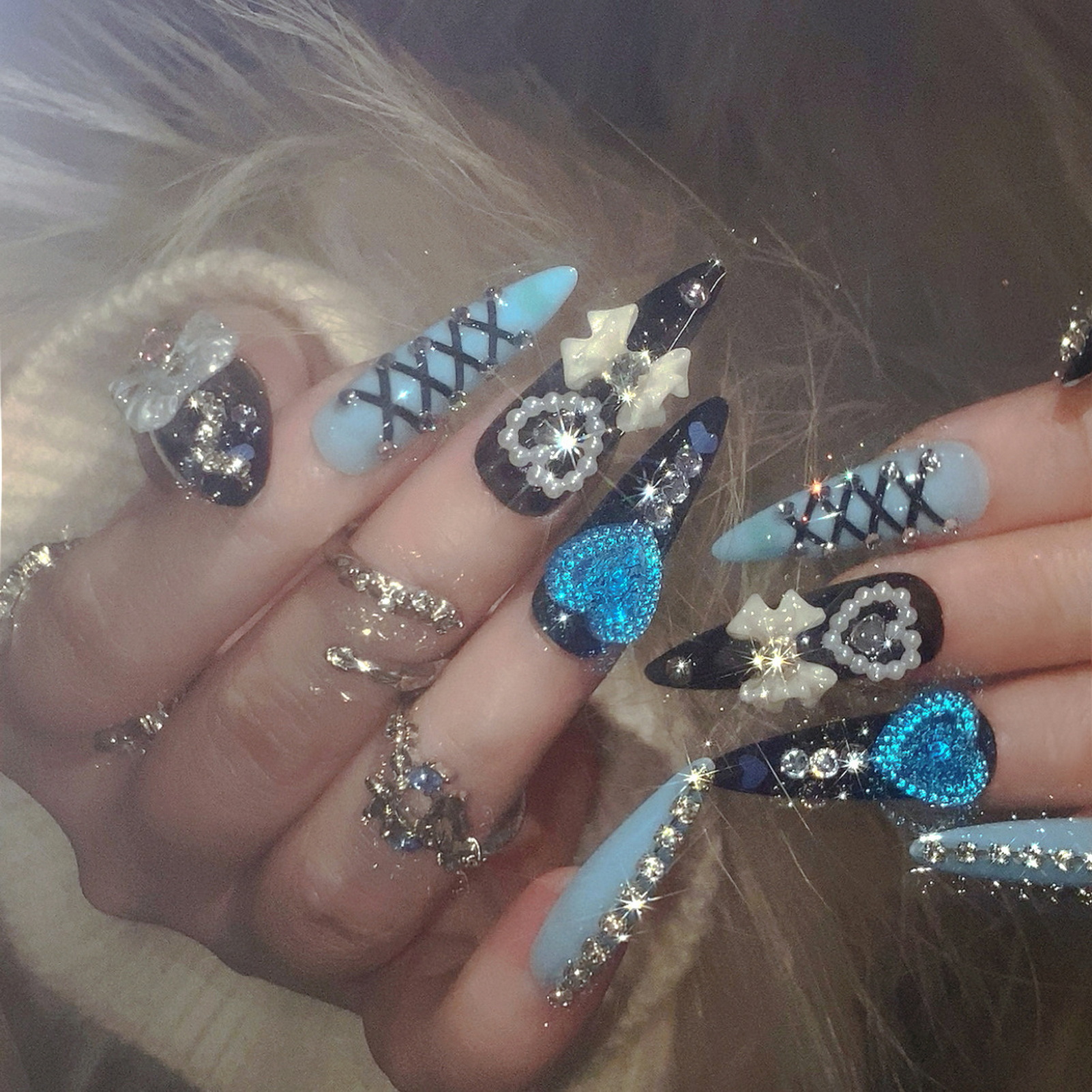 24pcs 3D Bow Decor False Nails - đánh giá và giá Resin Art Glitter