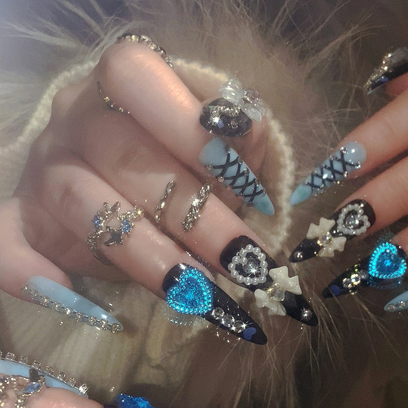 24pcs 3D Bow Decor False Nails - đánh giá và giá Resin Art Glitter