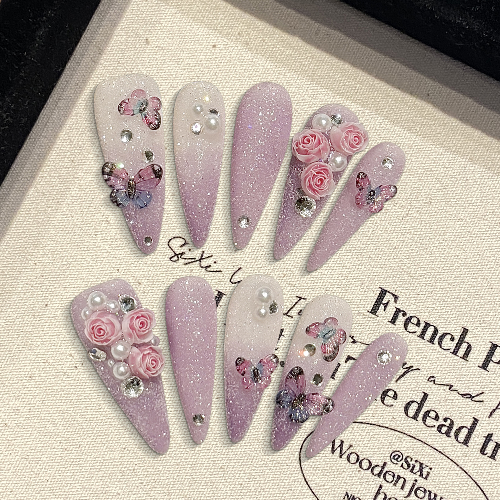 10pcs Long Stiletto Handmade F - đánh giá và giá Resin Art Glitter