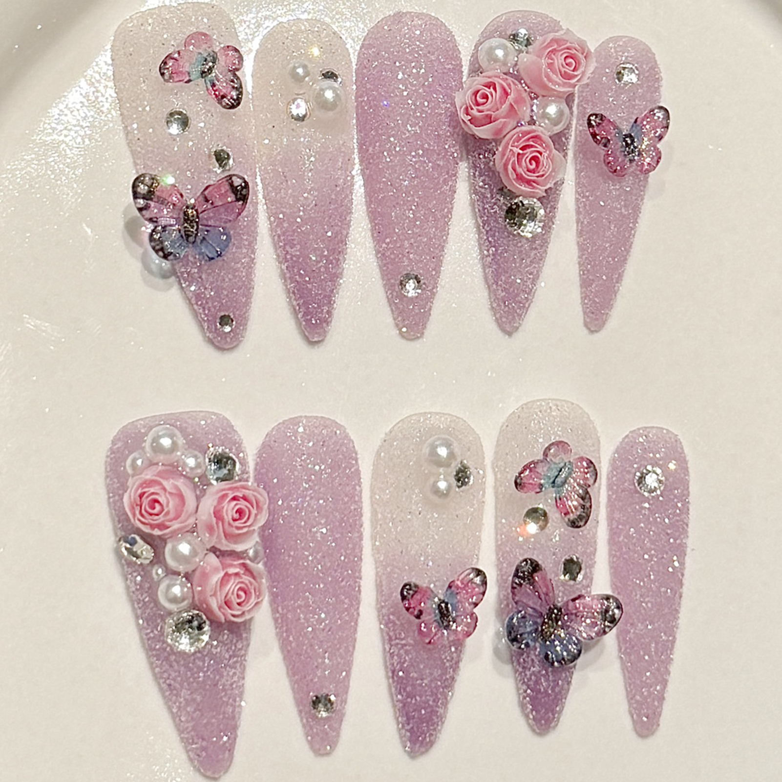 10pcs Long Stiletto Handmade F - đánh giá và giá Resin Art Glitter