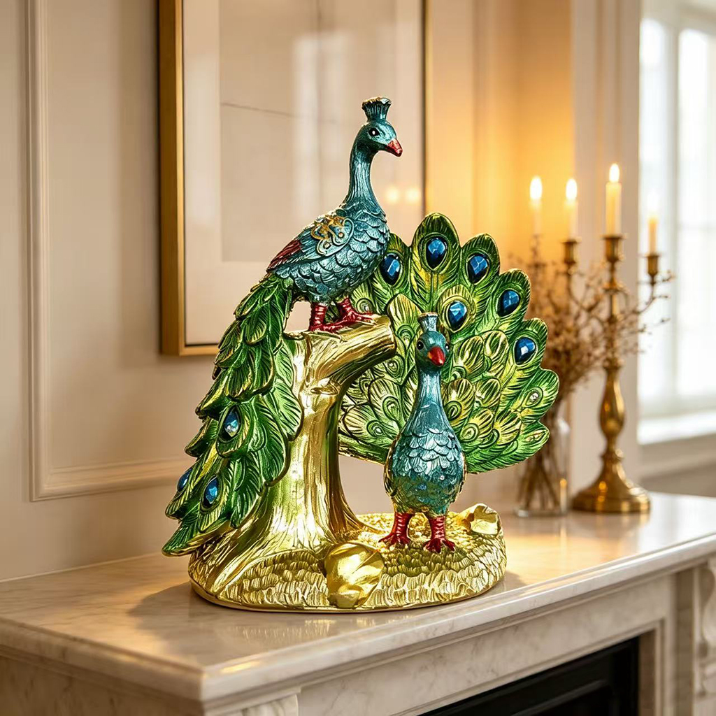 Luxury Peacock Resin Sculpture - đánh giá và giá Resin Art Gift For Wedding