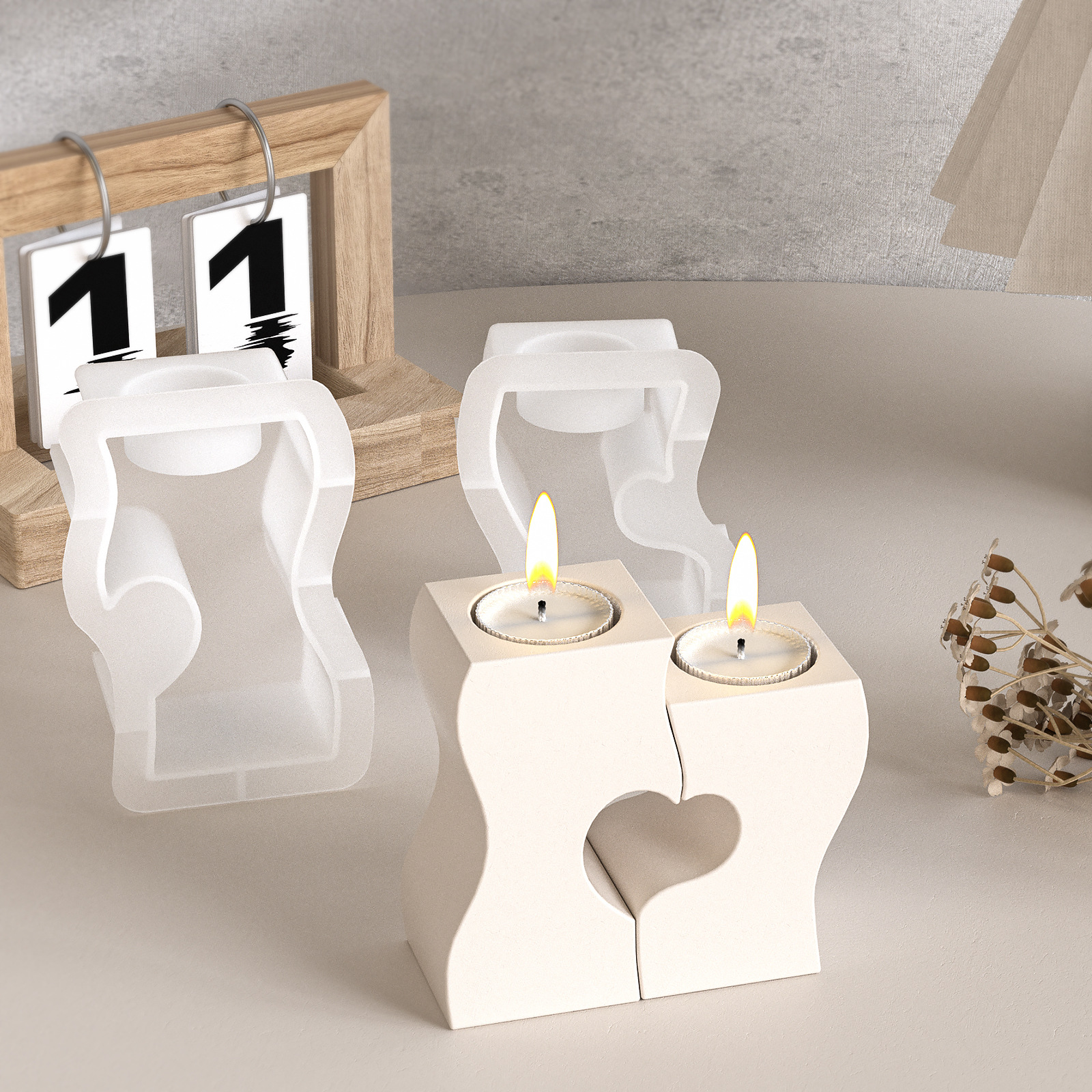 S Heart Candlestick Silicone M - đánh giá và giá Resin Art Mould