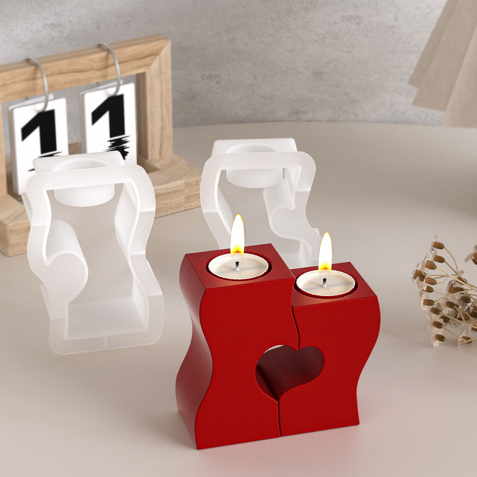 S Heart Candlestick Silicone M - đánh giá và giá Resin Art Mould