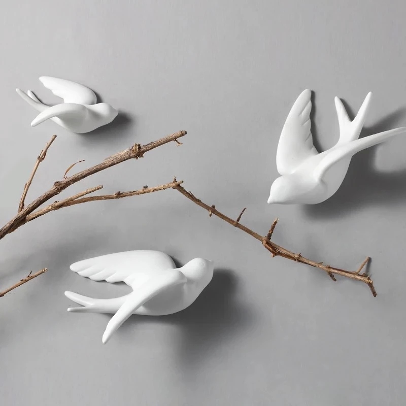 Creative Ceramic Birds Wall Ha - đánh giá và giá Background Resin Art