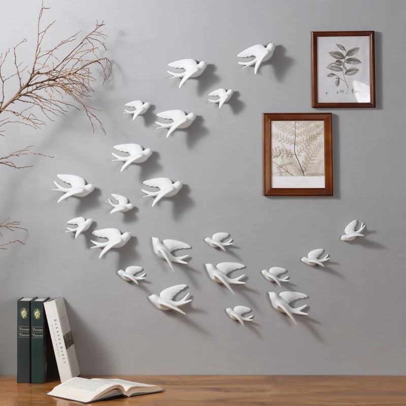 Creative Ceramic Birds Wall Ha - đánh giá và giá Background Resin Art