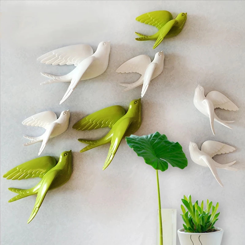 Creative Ceramic Birds Wall Ha - đánh giá và giá Background Resin Art