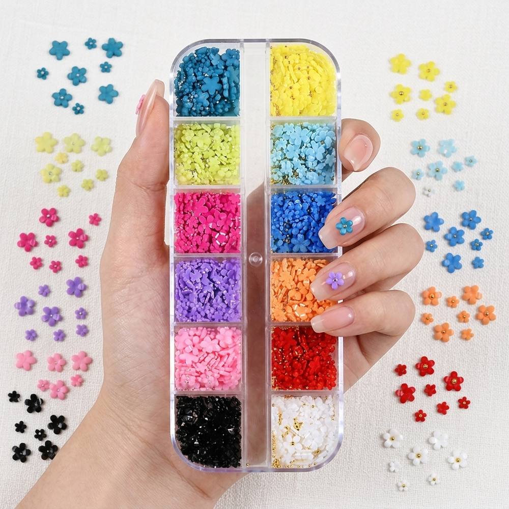 1Box Sparkling 3D Floral Charm - đánh giá và giá Resin Art Design Ideas