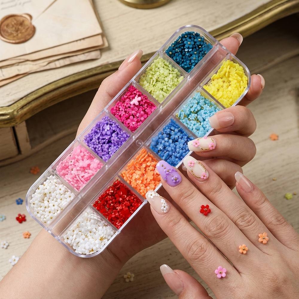 1Box Sparkling 3D Floral Charm - đánh giá và giá Resin Art Design Ideas