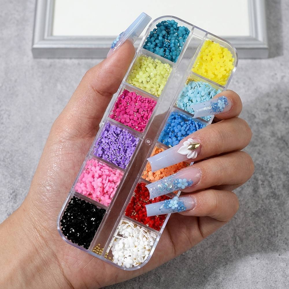 1Box Sparkling 3D Floral Charm - đánh giá và giá Resin Art Design Ideas