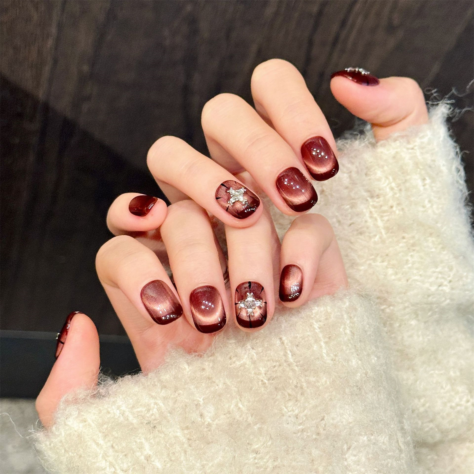 10pcs Wine-red Cat's Eye Press - đánh giá và giá Resin Art Glitter