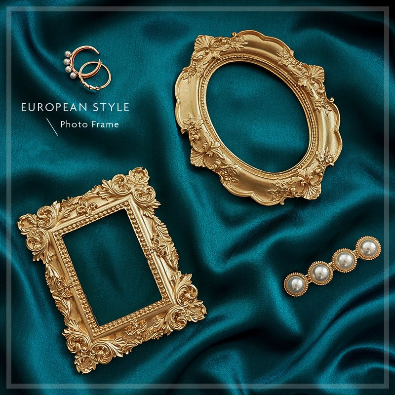 Golden Retro Photo Frame Nail  - đánh giá và giá Background Resin Art