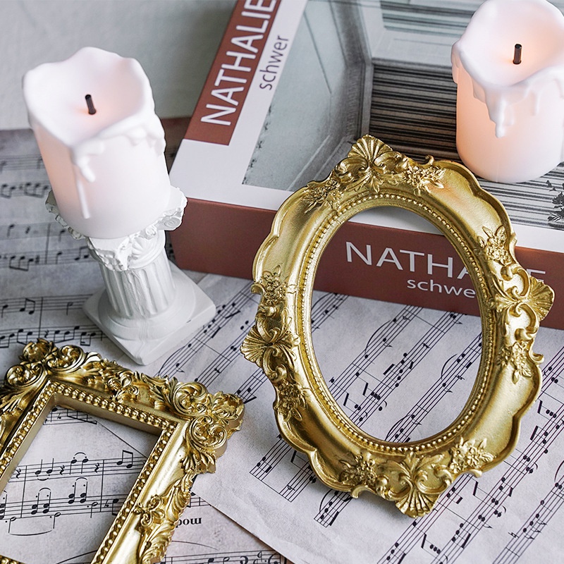 Golden Retro Photo Frame Nail  - đánh giá và giá Background Resin Art