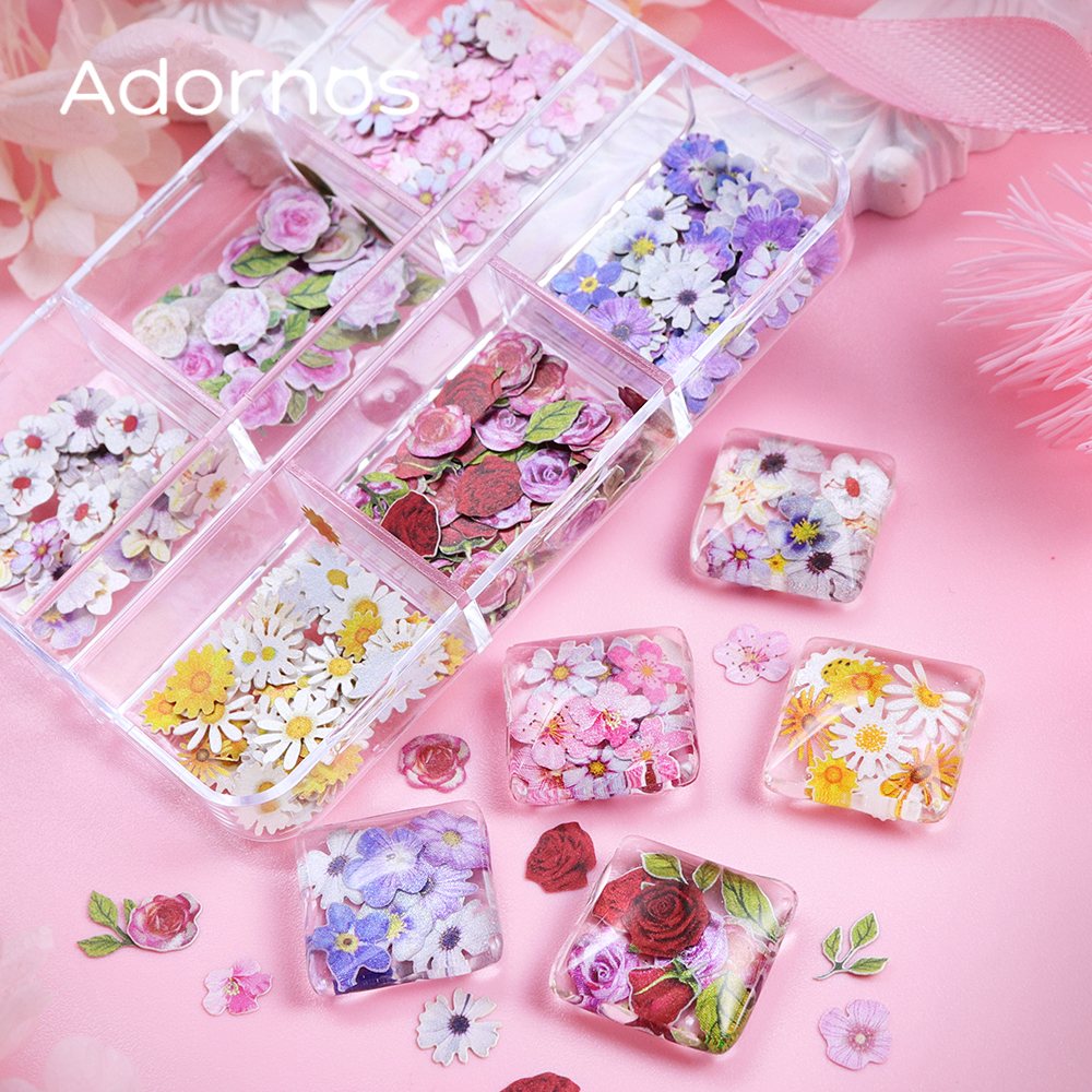 6 Grids Flowers Wood Pulp Chip - đánh giá và giá Resin Art With Wood
