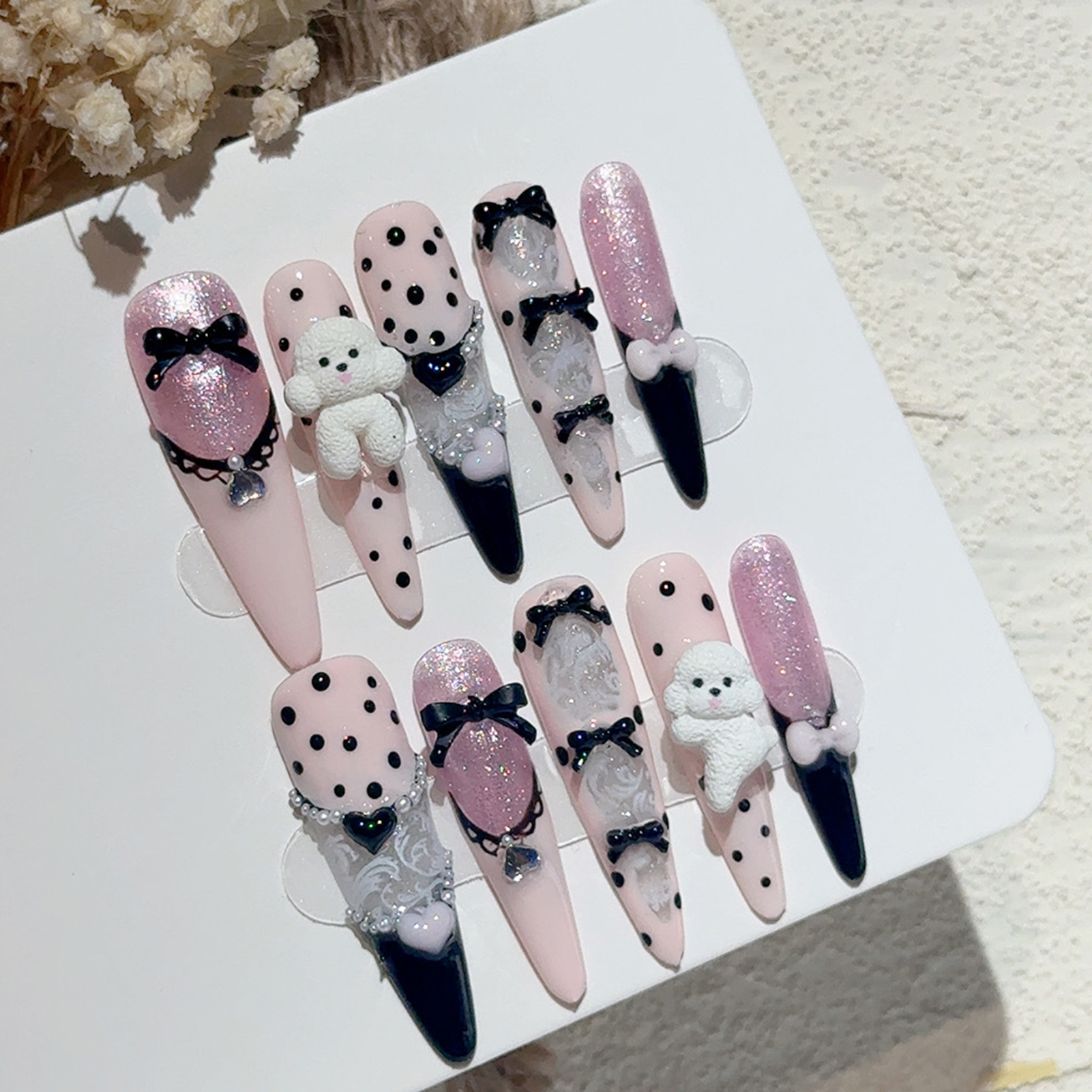 10PCS Black Lace Polka Dot Bal - đánh giá và giá Resin Art Diy