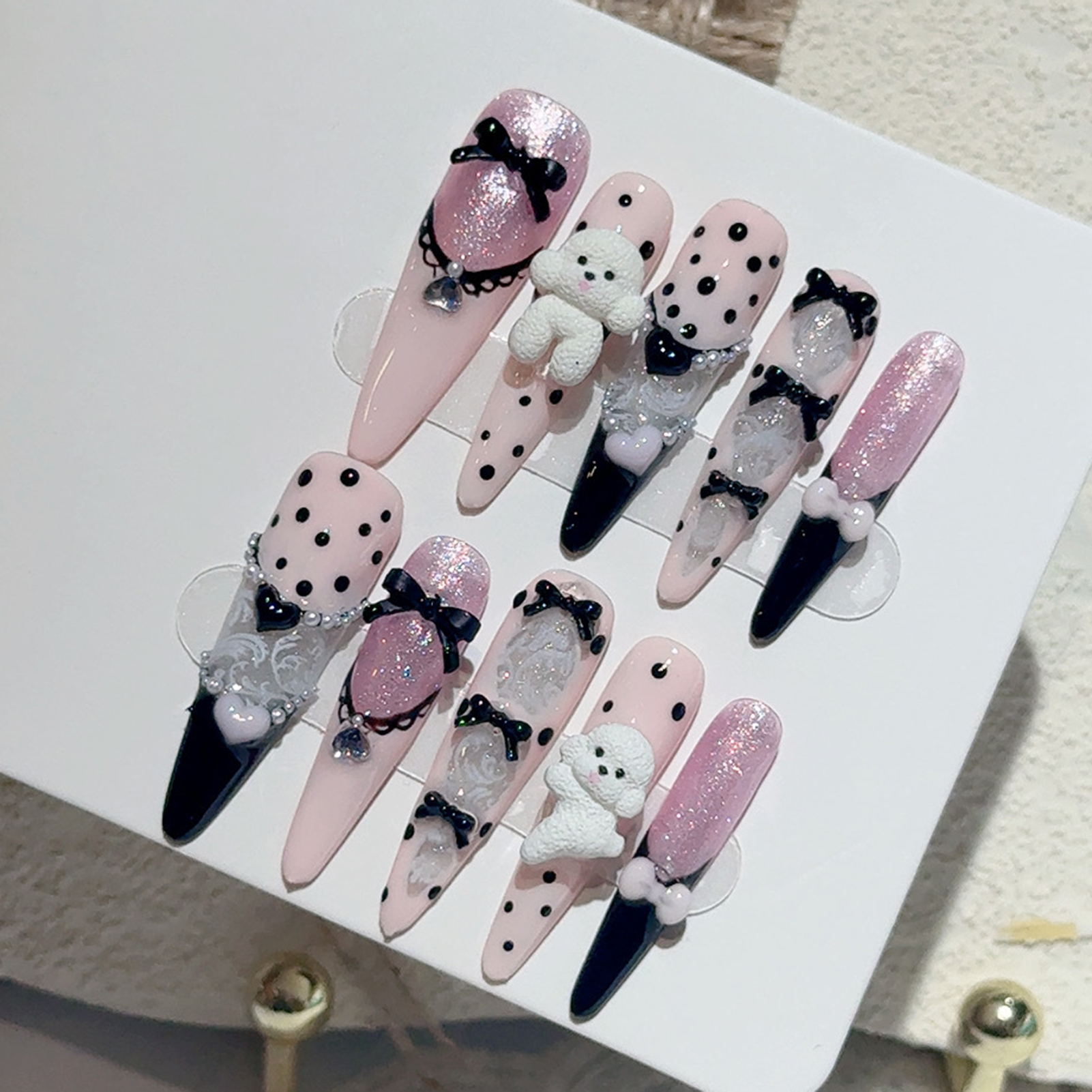 10PCS Black Lace Polka Dot Bal - đánh giá và giá Resin Art Diy