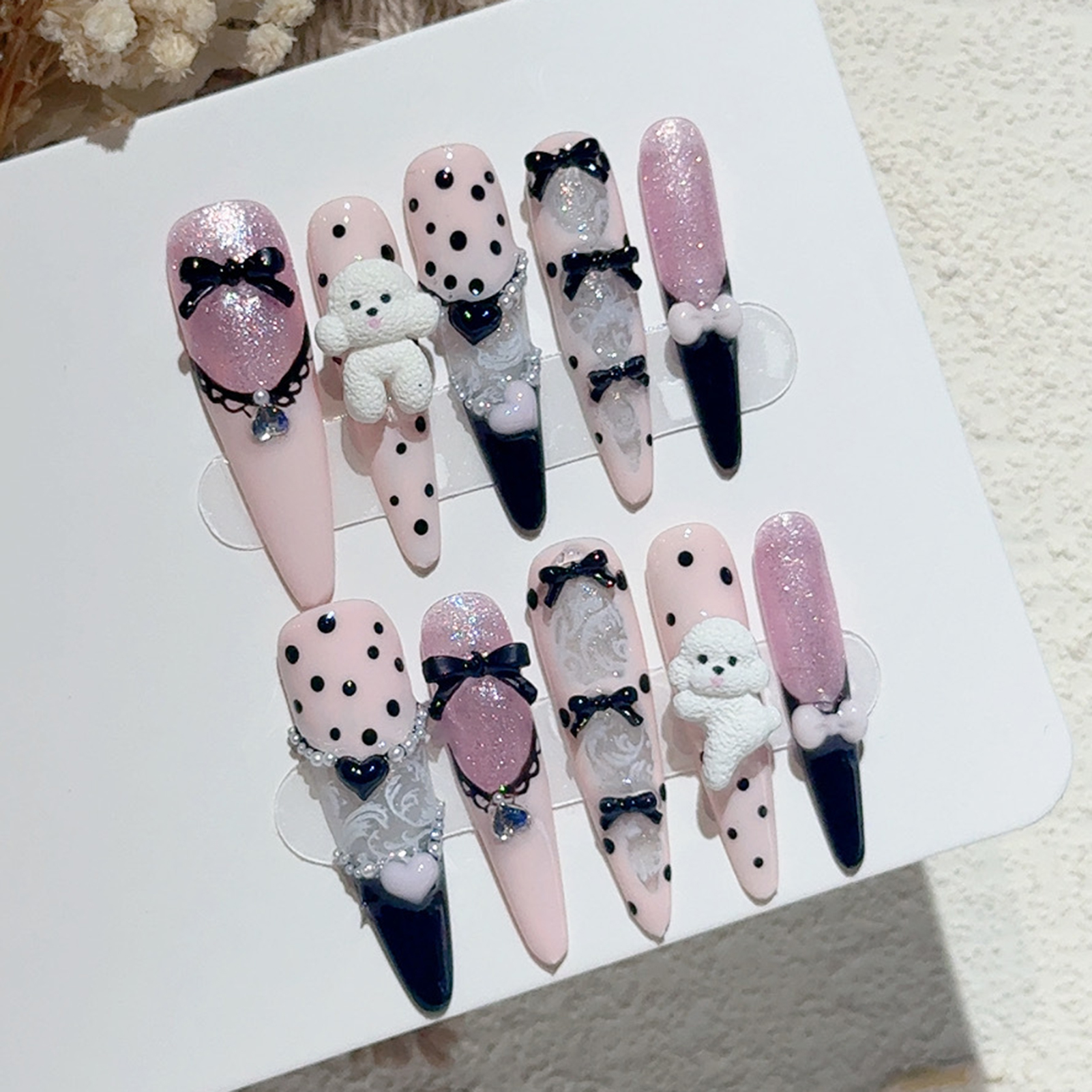 10PCS Black Lace Polka Dot Bal - đánh giá và giá Resin Art Diy