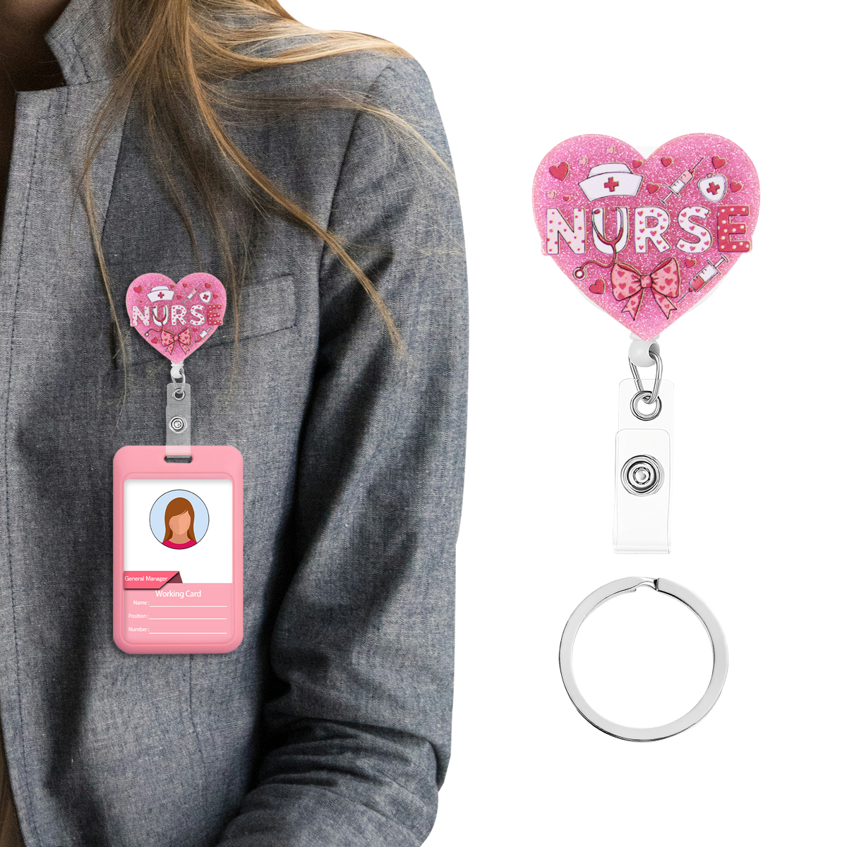 Pink Love Retractable Badge Re - đánh giá và giá Resin Art Name