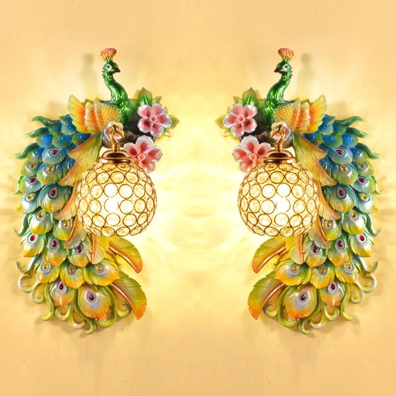Vintage Peacock Wall Lamps Liv - đánh giá và giá Background Resin Art