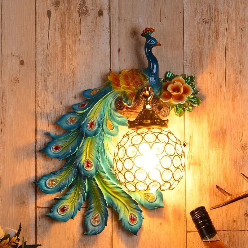 Vintage Peacock Wall Lamps Liv - đánh giá và giá Background Resin Art