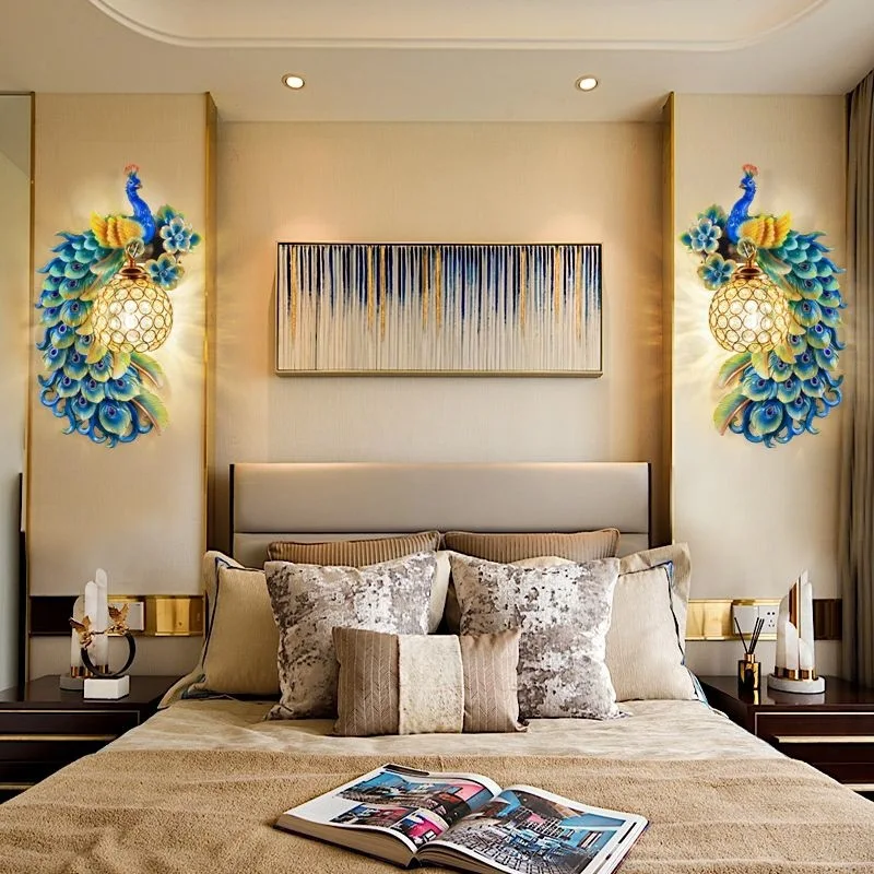 Vintage Peacock Wall Lamps Liv - đánh giá và giá Background Resin Art