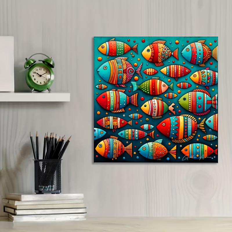 Colorful Whimsical Fish School - đánh giá và giá Resin Art Home Decor